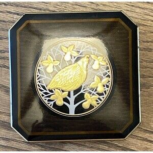 Vintage Otagiri Coaster Set of 6 Square Black Lacquer Gold Pheasant Birds Japan
